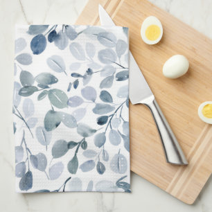Dusty Blue Eucalyptus Christmas Kitchen Towel
