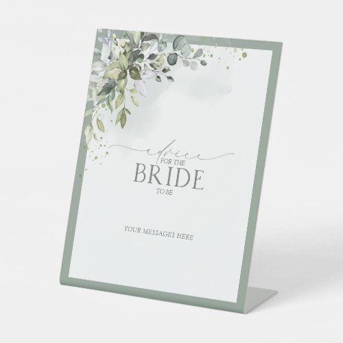 Dusty Blue Eucalyptus Floral Advice To The Bride Pedestal Sign