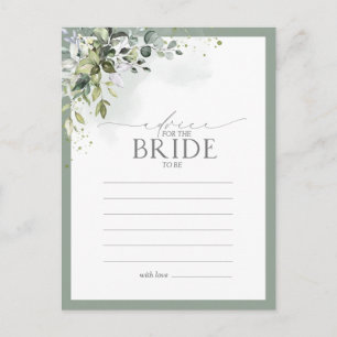 Dusty Blue Eucalyptus Floral Advice To The Bride Postcard
