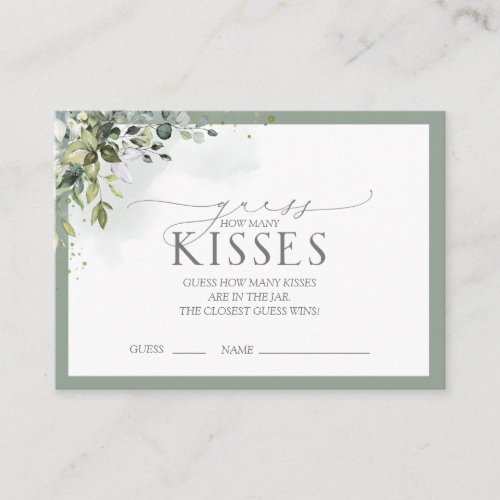 Dusty Blue Eucalyptus Floral Bridal Shower Game Enclosure Card