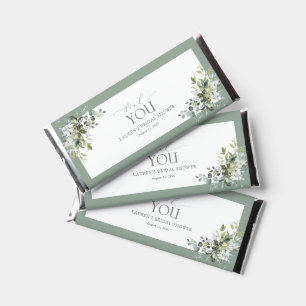 Dusty Blue Eucalyptus Floral Bridal Shower Hershey Bar Favors