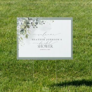 Dusty Blue Eucalyptus Floral Bridal Shower Welcome Sign