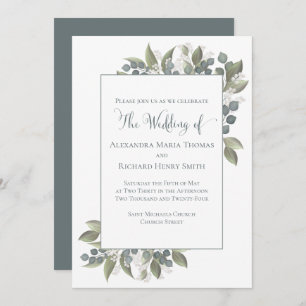 Dusty Blue Eucalyptus Foliage Greenery Elegant Invitation