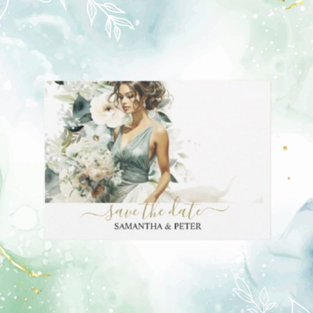 Dusty Blue Eucalyptus Gold RSVP Card (Set the tone for your special day with our Dusty Blue Eucalyptus Gold RSVP card)