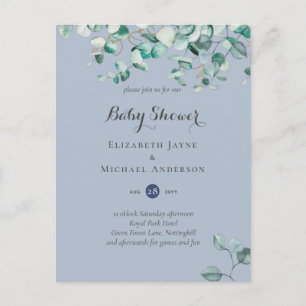 Dusty Blue Eucalyptus Greenery BABY SHOWER Invites
