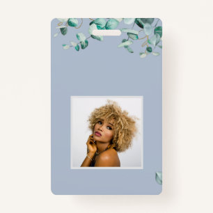Dusty Blue Eucalyptus Greenery Blank TEMPLATE Badge