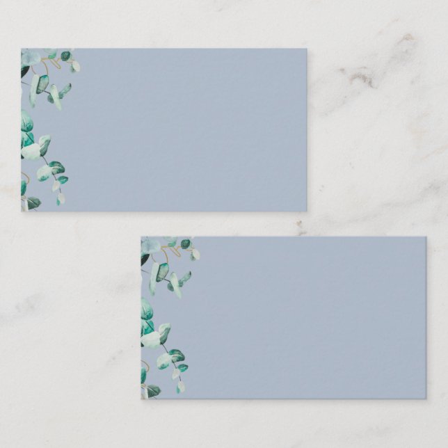 Dusty Blue Eucalyptus Greenery Blank TEMPLATE Business Card (Front/Back)