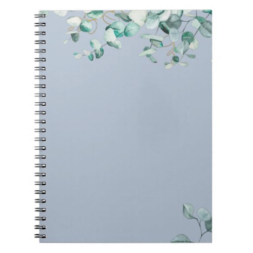 Dusty Blue Eucalyptus Greenery Blank TEMPLATE Notebook