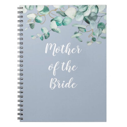 Dusty Blue Eucalyptus Greenery BRIDAL PARTY Gifts Notebook