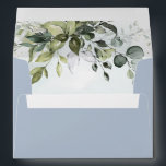 Dusty Blue Eucalyptus Greenery Succulent Wedding Envelope<br><div class="desc">This design is available with two different dusty blue shades.  One option is more dustier than the other and leans towards a gray-dusty blue (watercolor splash inside the envelope).  This one that you are currently viewing leans more towards blue for the watercolor splash.  Compare each on-screen preview for a perfect...</div>