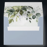 Dusty Blue Eucalyptus Greenery Succulent Wedding Envelope<br><div class="desc">Design features a bouquet of watercolor greenery, eucalyptus and a succulent over a dusty blue watercolor splash inside. Design also features specks of painted (printed) gold and green. The outside is set to a dusty blue shade with a white return address. View the collection link on this page to see...</div>