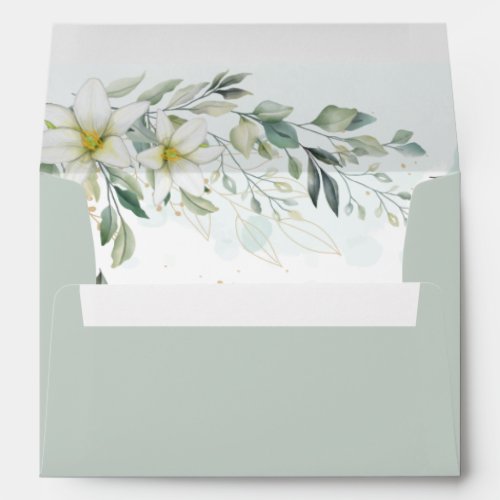 Dusty Blue Eucalyptus Greenery Succulent Wedding Envelope