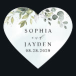 Dusty Blue Eucalyptus Greenery Succulent Wedding Heart Sticker<br><div class="desc">This design is available with two different dusty blue shades.  One option is more dustier than the other and leans towards a gray-dusty blue.  This one that you are currently viewing leans more towards blue for the watercolor splashes.  Compare each on-screen preview for a perfect match when it comes to...</div>