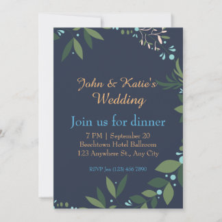 Dusty Blue Eucalyptus Greenery Succulent Wedding Holiday Card