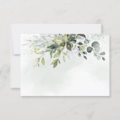 Dusty Blue Eucalyptus Greenery Succulent Wedding RSVP Card (Back)