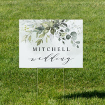 Dusty Blue Eucalyptus Greenery Succulent Wedding Sign