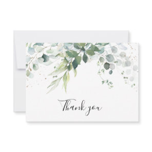 Dusty Blue Eucalyptus Greenery Succulent Wedding  Thank You Card
