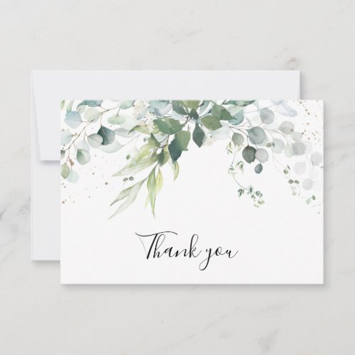 Dusty Blue Eucalyptus Greenery Succulent Wedding  Thank You Card