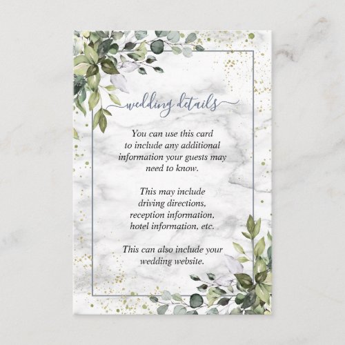 Dusty Blue Eucalyptus Greenery Wedding Details Enclosure Card