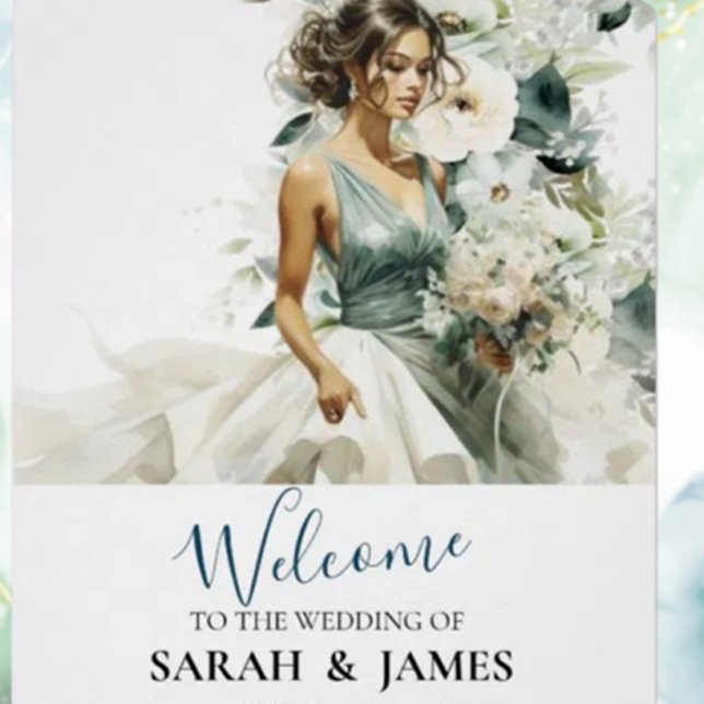 Dusty Blue Eucalyptus Greenery Wedding Poster (eye catching wedding posters)
