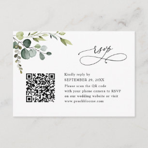 Dusty Blue Eucalyptus Greenery Wedding RSVP Card
