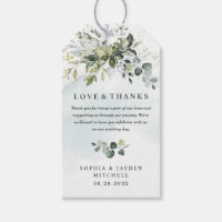 Dusty Blue Eucalyptus Greenery Wedding Thank You Gift Tags