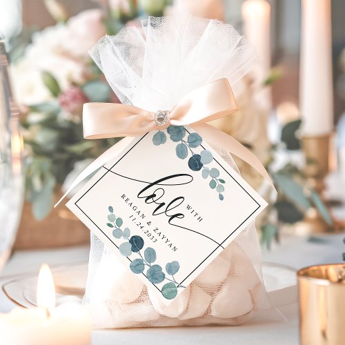 Wedding Favor Tags 5 Dusty Blue Eucalyptus Greenery Wedding With Love Favor Tags