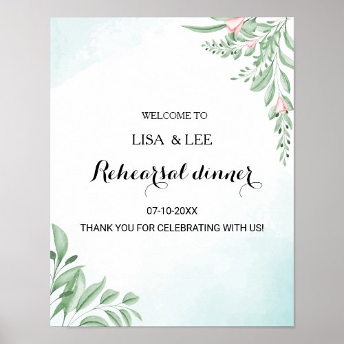 Dusty Blue Eucalyptus Rehearsal Dinner Welcome Poster