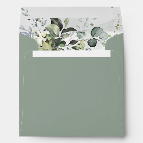 Dusty Blue Eucalyptus Watercolor Bridal Shower Envelope