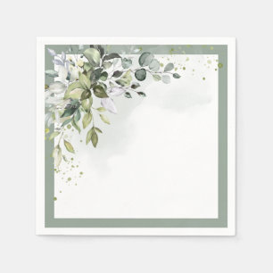 Dusty Blue Eucalyptus Watercolor Bridal Shower Napkins