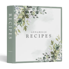 Dusty Blue Eucalyptus Watercolor Recipe  3 Ring Binder