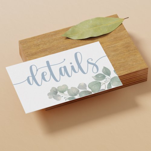 Dusty Blue Eucalyptus Wedding Details Enclosure Card