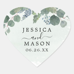 Dusty Blue Eucalyptus Wedding Favor Stickers