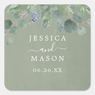 Dusty Blue Eucalyptus Wedding Favor Stickers