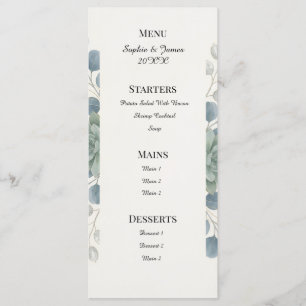 Dusty Blue Eucalyptus Wedding Menu
