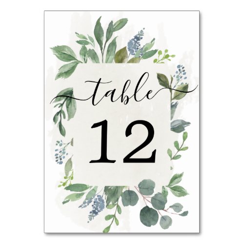 Dusty Blue Eucalyptus Wedding Table Numbers