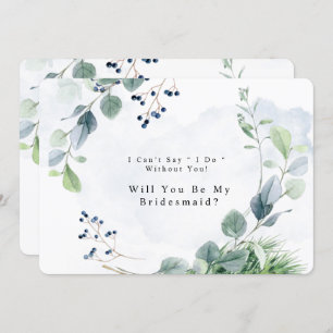 Dusty Blue Eucalyptus Will You Be My Bridesmaid Invitation