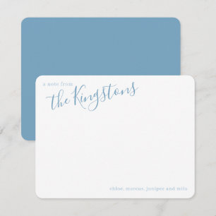 Dusty Blue Family Name Script Note Card
