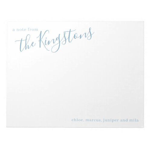 Dusty Blue Family Name Script  Notepad