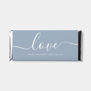 Dusty Blue Fancy Script Wedding Photo Hershey Bar Favors