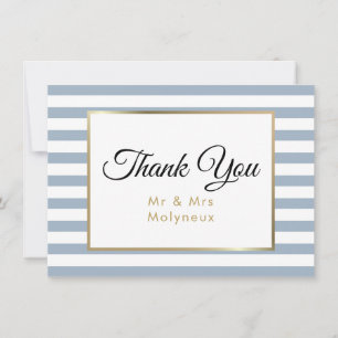 Dusty Blue Faux Gold Foil Wedding Thank You Card