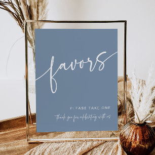 Dusty Blue Favor Sign Modern Minimalist Shower
