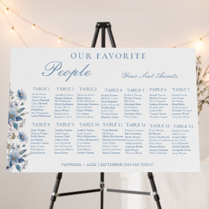 Dusty Blue Favorite People Wedding Seating Chart Foam Board