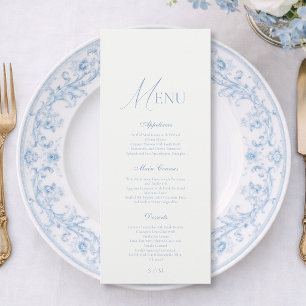 Dusty Blue Fine Art Elegant Wedding Menu Card
