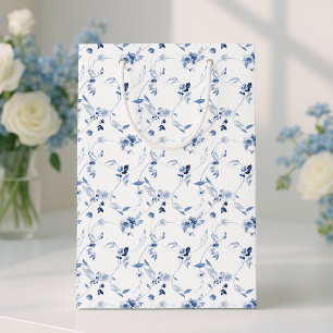 Dusty Blue Fine Art Floral Wedding  Medium Gift Bag