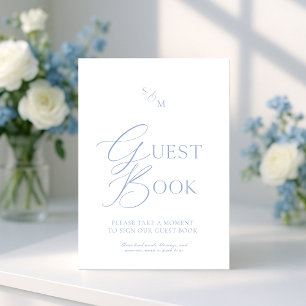 Dusty Blue Fine Art Guest Book Sign  Invitation