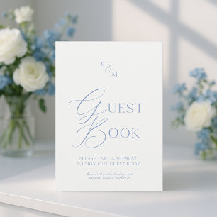 Dusty Blue Fine Art Guest Book Sign  Invitation