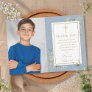 Dusty Blue First Holy Communion Greenery Photo Thank You Card