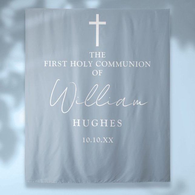 Dusty Blue First Holy Communion Photo Backdrop (Dusty Blue First Holy Communion Photo Backdrop)
