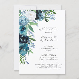 Dusty Blue Floral 2 Rehearsal Dinner Invitation